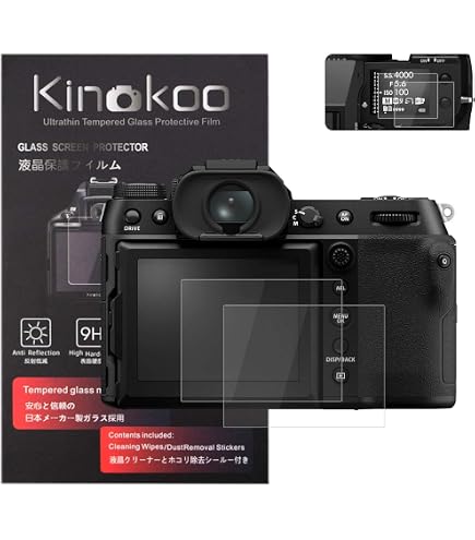 JJC Pellicola Proteggi Schermo In Vetro Temperato Per Fujifilm GFX100SII, GFX100S, GFX100, GFX50SII | Ultra Sottile 0.3mm, Durezza 9H, Antigraffio, Include Protezione Per Secondo Schermo - 4