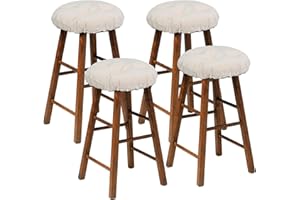 mudilun Round Bar Stool Cushions Soft Comfortable Tufted Barstool Covers Elastic Bands Anti-Slip Stool Cushions Replacement (White, 12x12x2(4pc))