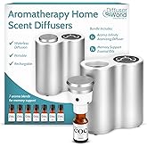 DIFFUSER WORLD Aroma-Infinity Waterless Diffuser for Essential Oils with Memory Bundle Kit, Silver 100V-240V Portable Waterless Essential Oil Diffusers for Home, Air Aromatherapy Home Scent Diffusers