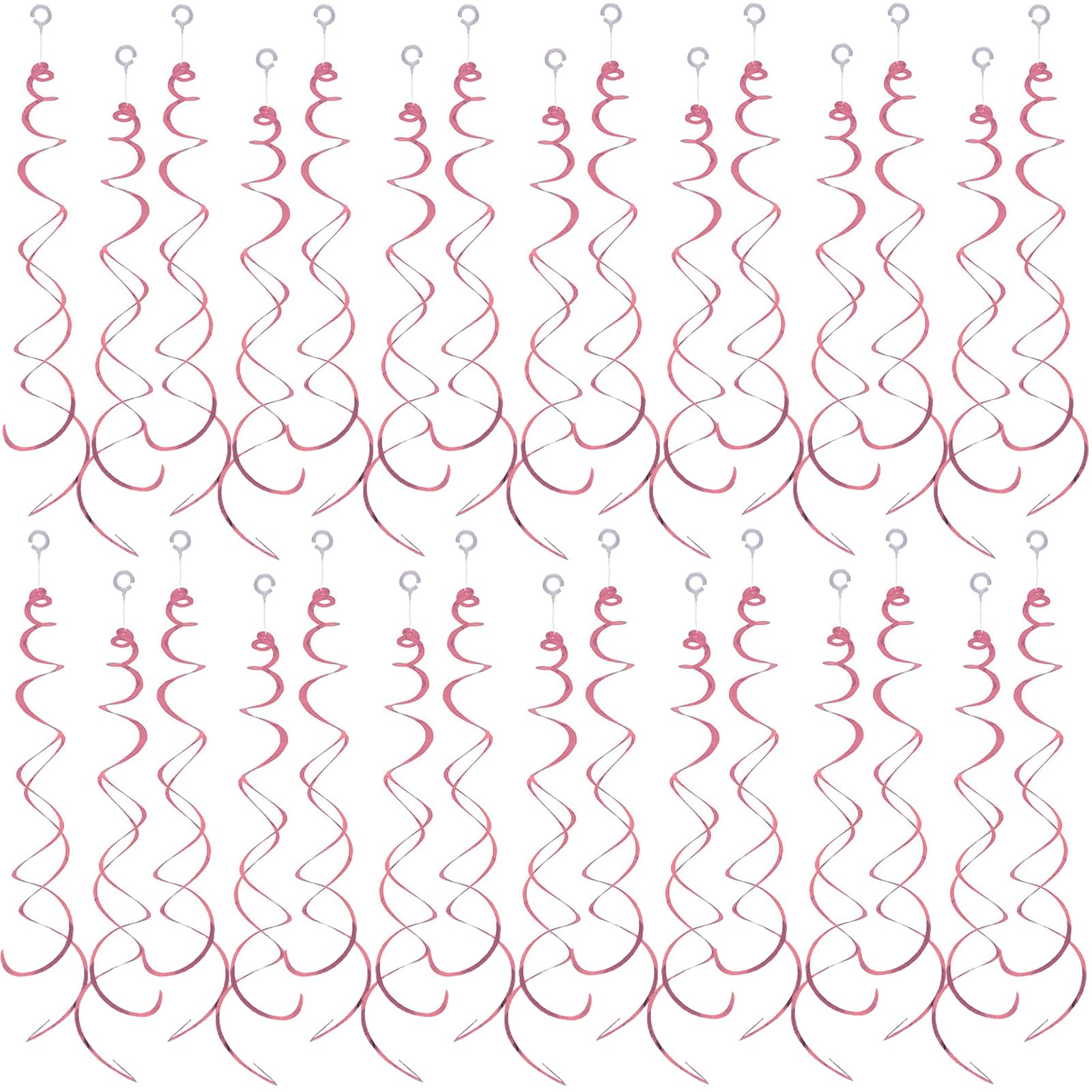 Photo 1 of 30 Pieces Hanging Swirl Party Decorations Ceiling Spiral Plastic Streamer for Birthday Graduation Wedding Celebration Baby Shower Party?Pink?