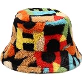 Umeepar Winter Faux Fur Fuzzy Bucket Hat Fluffy Warm Hat for Women Men