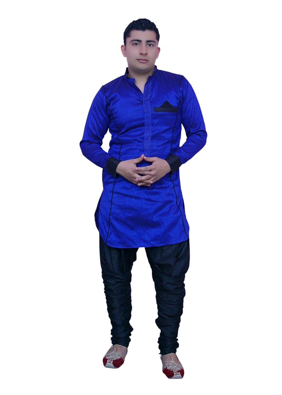 larwa men dupion pyjama (larwa01_black_black_free size)
