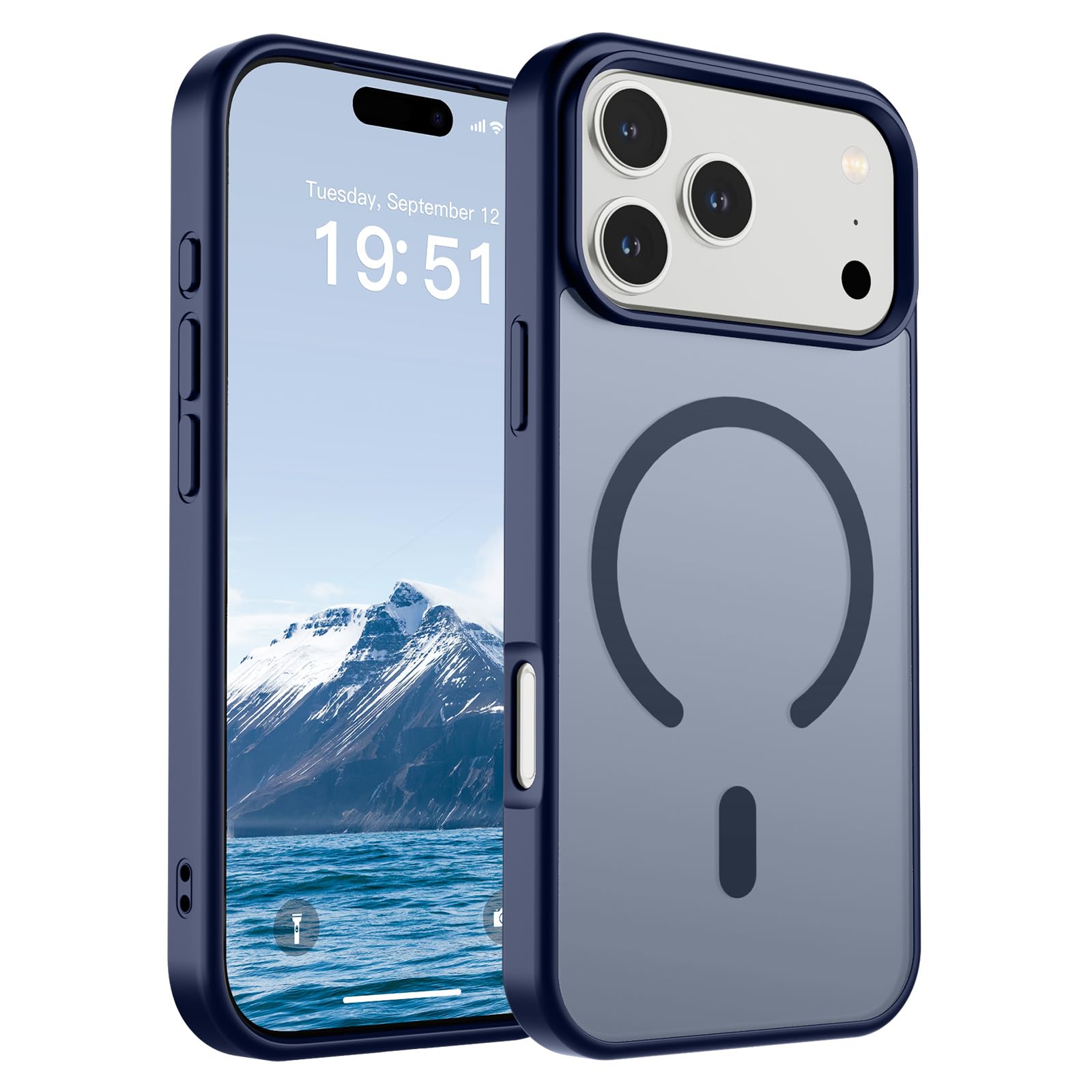 Photo 1 of SUPFINE Magnetic for iPhone 17 Pro Max Case (Compatible with MagSafe)(Military Grade Drop Protection) Translucent Matte Shockproof with Anti-Fingerprint Phone Cover 2025,Navy Blue