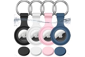 [4 Pack] Joremx Waterproof for Airtag Holder,Soft Silicone Protective case for Apple Air tag with Key Ring,Lightweight and An