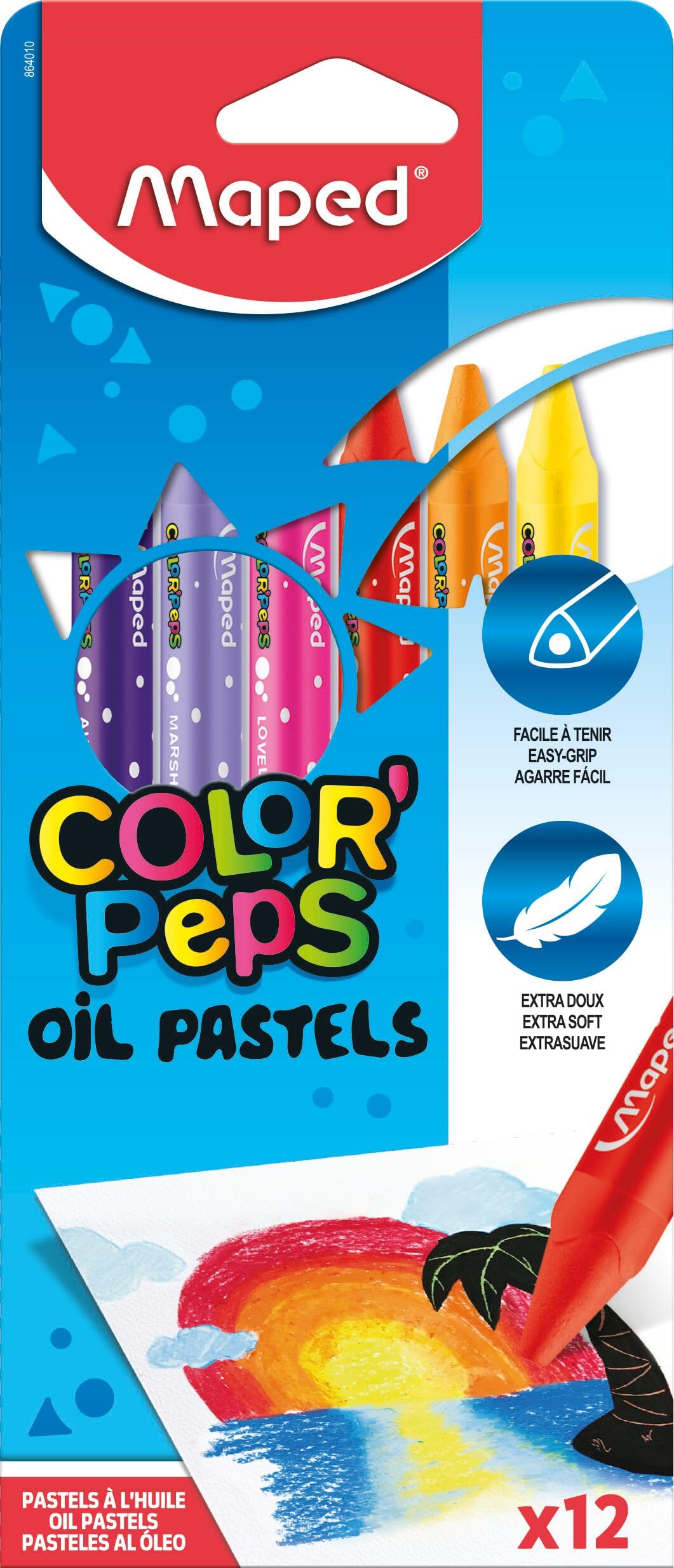 Maped Helix Usa Color'peps Triangular Oil Pastels 1Assorted, Acrylic, Multicoloured, 3-Piece