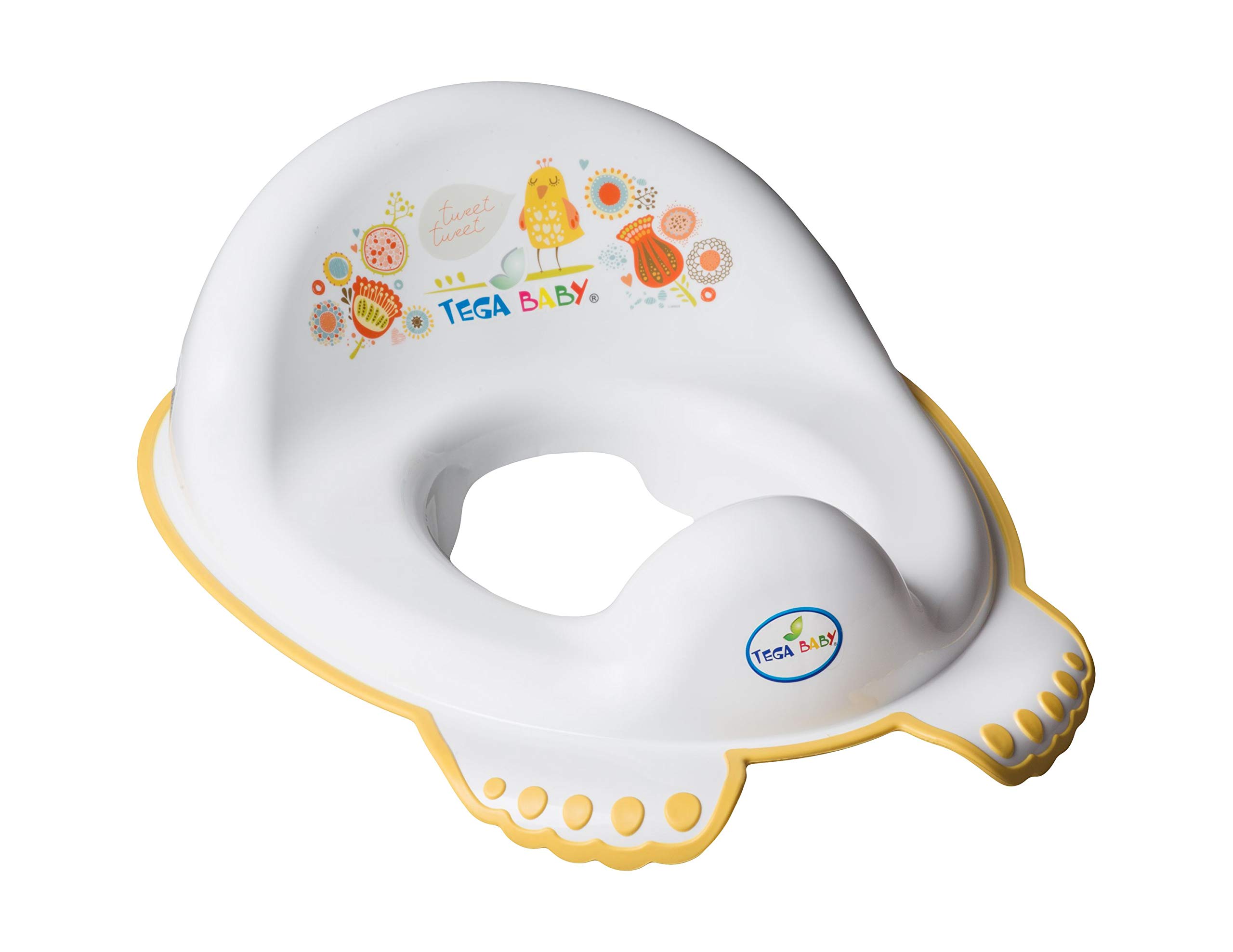 Tega Baby Folk Summertime Unisex Toilet Training Seat with Non Slip Feet, Supportive High Back, Splash Guard and Easy Carry Handle Colour White