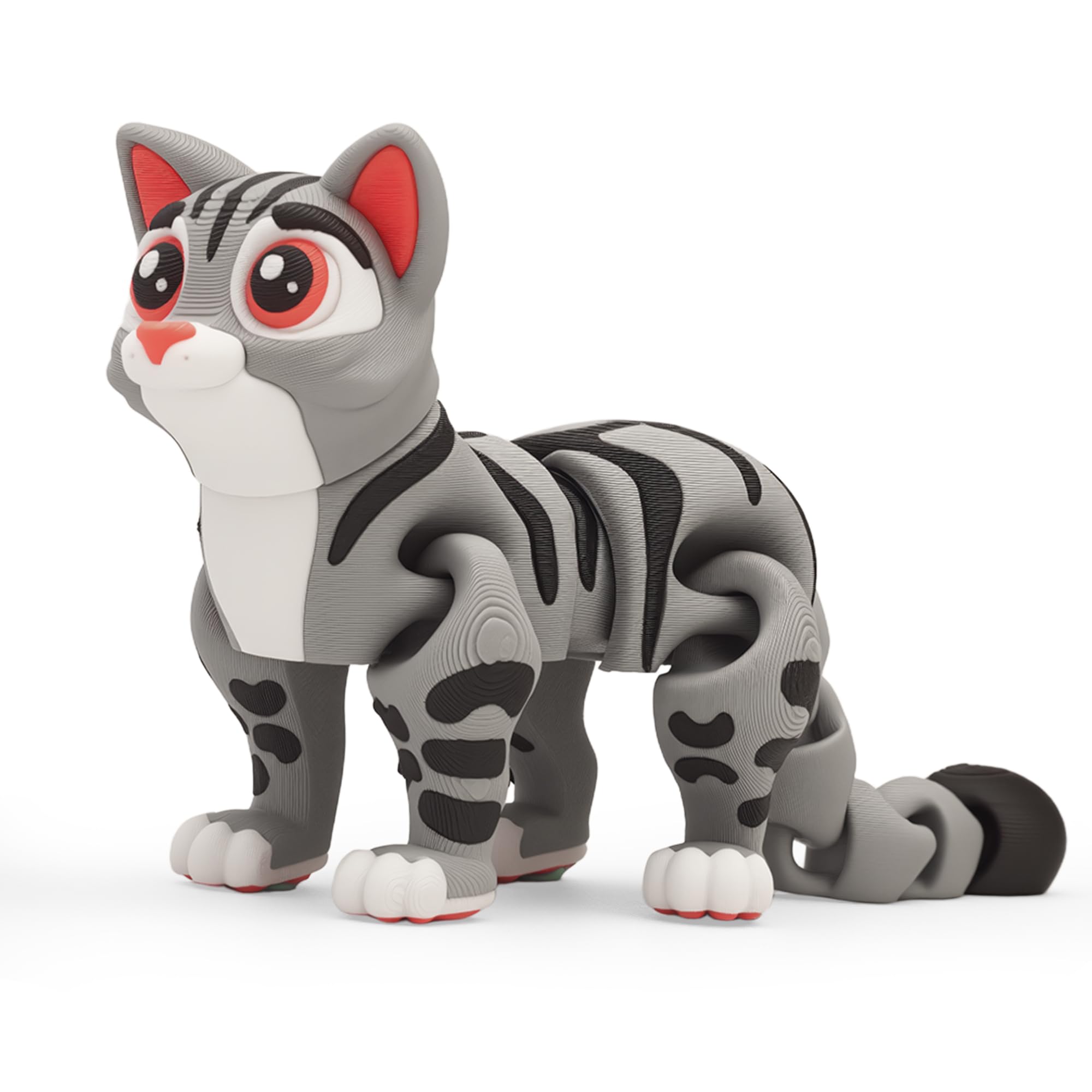 Photo 1 of Yipintang 3D Printed Creature Flexible Animals - 4.7 Inches Fidget Animal for Desk Décor (Gray Cat)