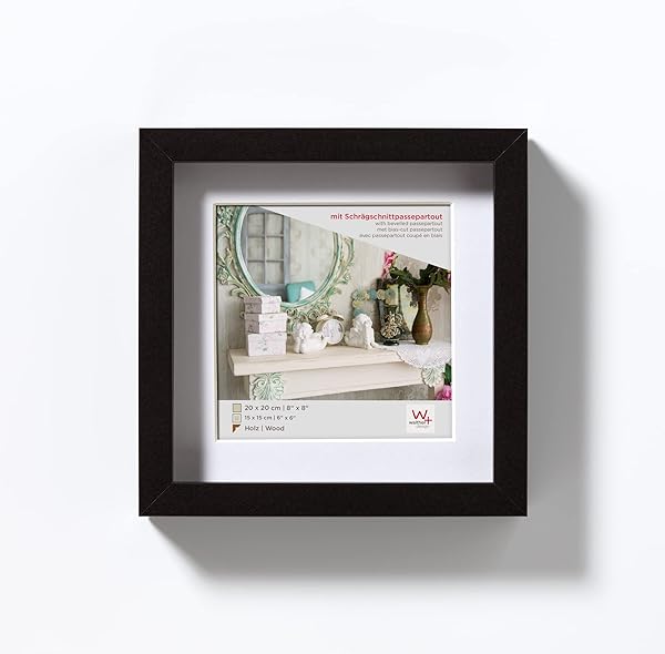 walther design Stockholm 3D Holzrahmen 20x20 cm schwarz