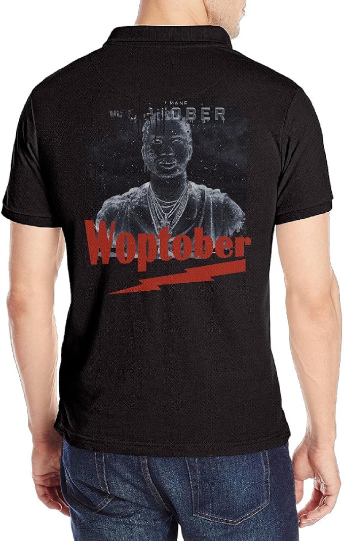 Men Short Sleeve T Shirt Gucci Mane Woptober Mercerized Cotton Polo Collar Shirts Black Amazon Co Uk Clothing