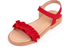 PANDANINJIA Girls Sandals, Open Toe Cute Bow Princess Girls Flats, Sparkly Summer Dress Shoes Sandals for Toddler/Little Kid/Big Kid