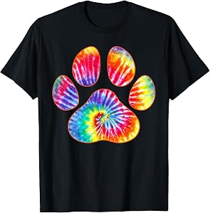 Cute Tie Dye Paw Print Pet Owner Paw Print Tie Dye Dog Lover T-Shirt