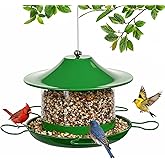 Bird Feeders for Outdoors Hanging Bird Feeder Wild Birds Seed,4LB Metal Hanging Feeders,Large Wild Feeders for Cardinals, Chickadees, Durable Backyard Feeders,Green