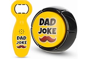 DAD JOKE BUTTON Dad Joke Deluxe Pack: Laugh-Out-Loud Talking Bottle Opener & Button - The Ultimate Gag Gift for Dads Everywhere