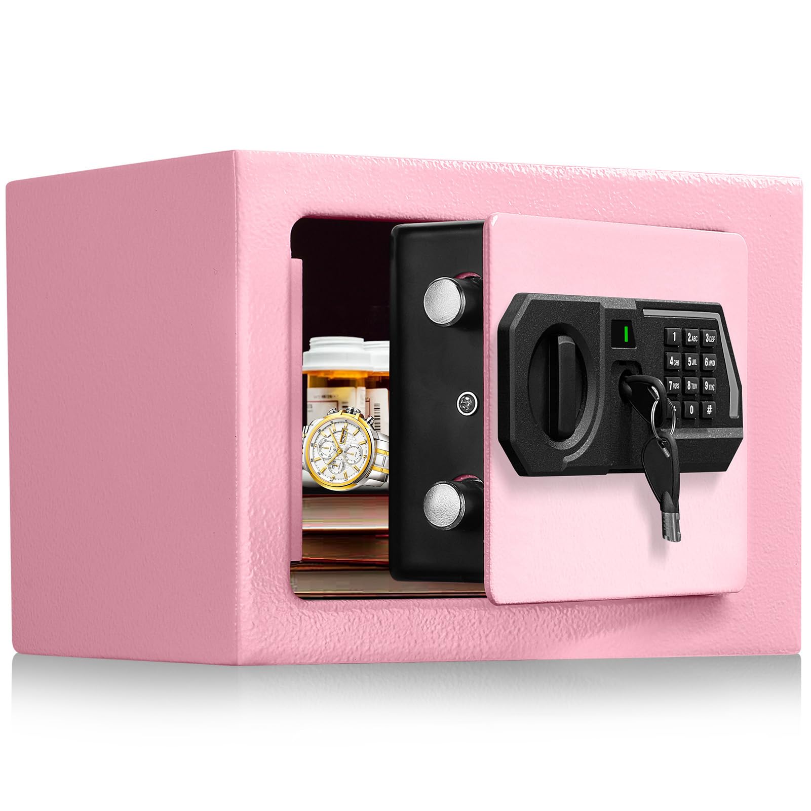 Photo 1 of TOTOY Small Personal Safe Box 0.5 Cu Ft- Electronic Digital Security Safe Steel Construction Hidden with Key Lock, Wall or Cabinet Safety Box for Home Office Hotel Business Jewelry Gun Cash Money