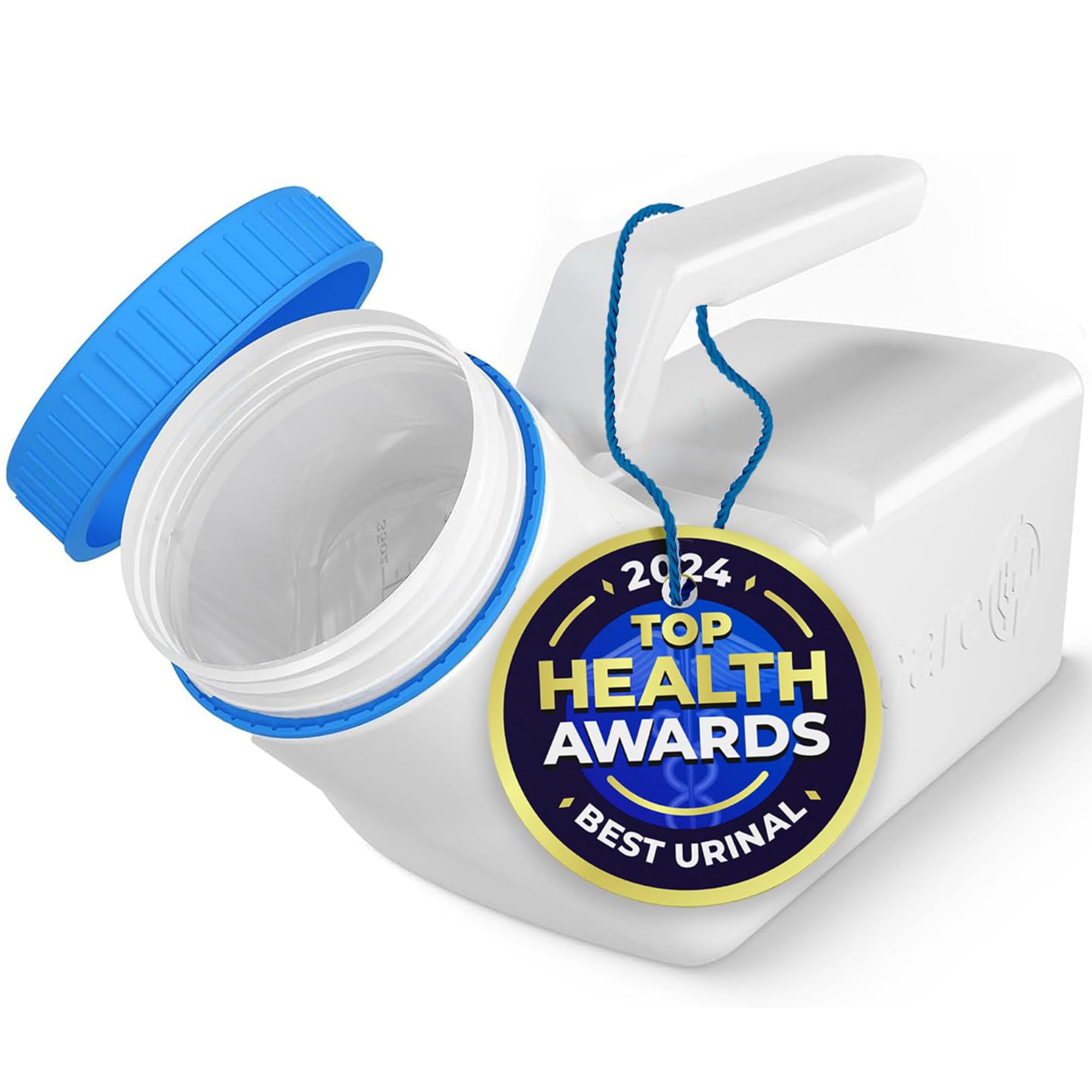 Photo 1 of Urinals for Men Glow in The Dark Lid by Tilcare (1 Pack) - 32oz/1000mL Thick Plastic Mens Bedpan Bottle with Screw-on Lid - Spill Proof Portable Pee Bottles - Travel Urine Collection Containers