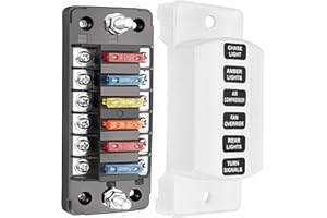 Selvora 12V Fuse Block, 6-Way Blade Fuse Box ATO/ATC with LED Indicators Fit for DC 12-24V Automotive Marine Boat Car Truck R