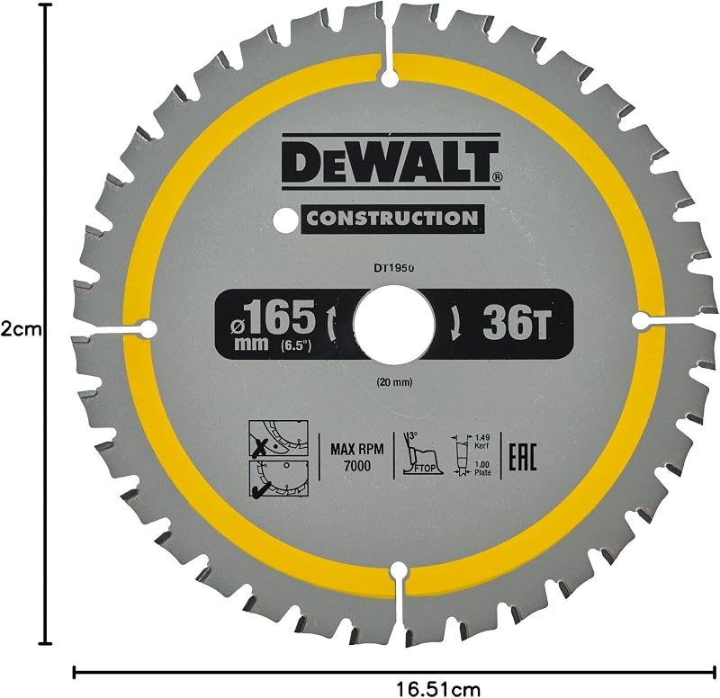 dt1950 circular hoja batería 165/20 mm 40 WZ, 1 unidad)