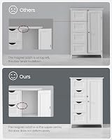 VASAGLE Bathroom Floor Storage Cabinet White LHC41W 4 Drawers Door view 9