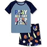 Tebbis Pajamas For Boys Fun Baseball Navy Blue Short Sleeves 2-Piece PJs Set Kid Comfy Sleepwear Size 6-18