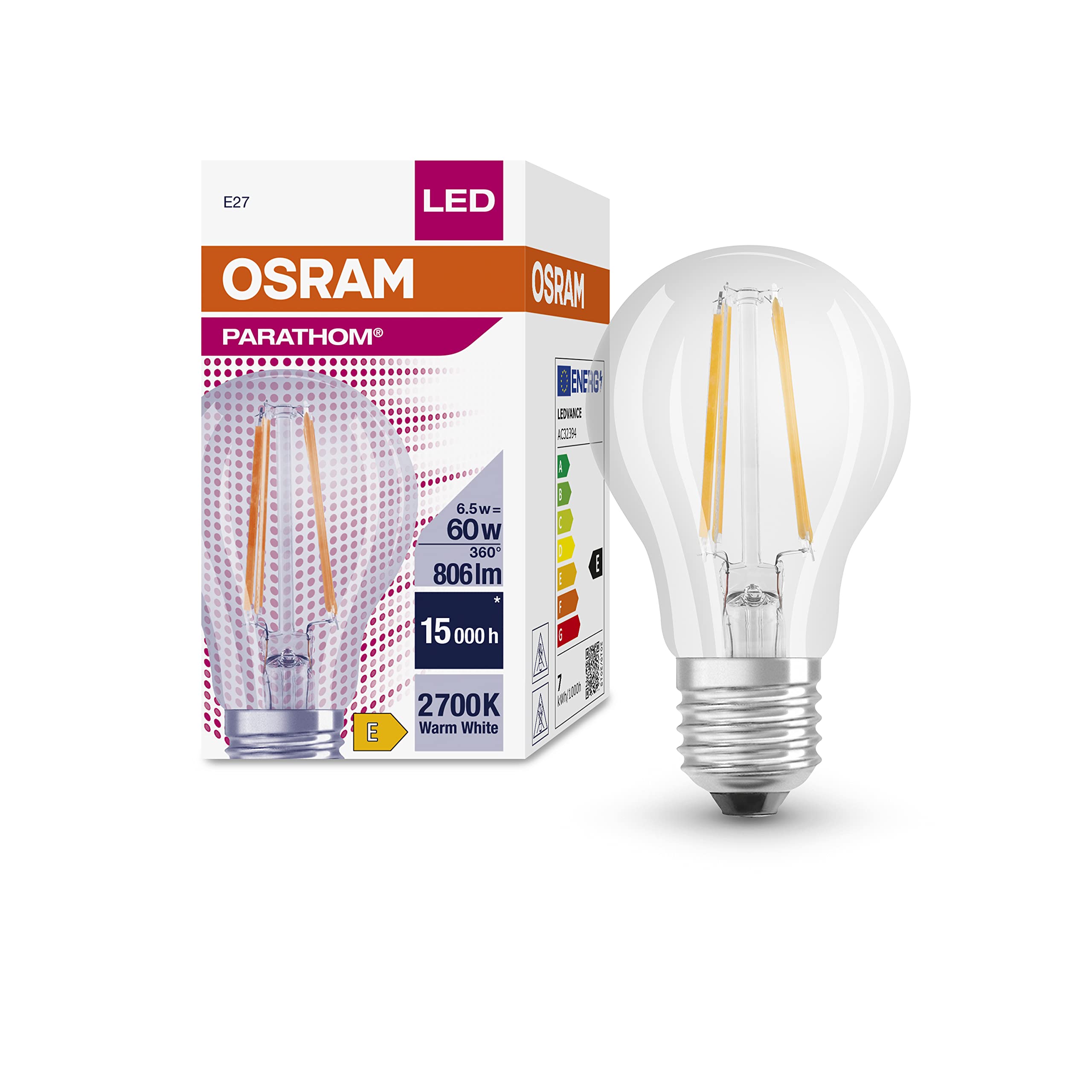 Osram PARATHOM® Classic A 60 CL 6.5 W/2700 K LED Bulbs, Classic Bulb Shape