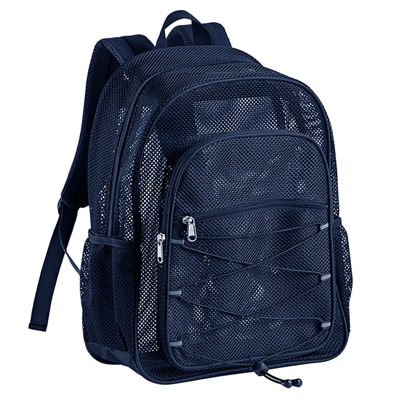 Photo 1 of Heavy Duty Mesh Backpack, See Through College Student Backpack, Semi-transparent Mesh Bookbag with Bungee and Comfort Padded Straps for Commuting, Swimming, Beach, Outdoor Sports (Royal Blue)