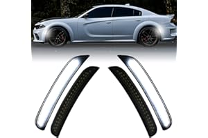 DouMmantn Side Marker Lights for Charger 2015-2023, Front & Rear Fender Light for Charger SXT, for Scatpack, for SRT Hellcat, LED White Parking Light, Bumper Marker Lamps, Smoked Len, 4PCS