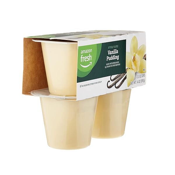 AMAZON FRESH, VANILLA PUDDING CUPS, 4 COUNT