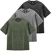 Mens Oversized T Shirts Acid Washed Vintage Loose Fit Unisex Tee Short Sleeve Streetwear Casual T-Shirts
