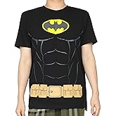 DC Comics Men's Batman Costume Shirt with Detachable Cape Classic Bat Logo Batman Cosplay Tee