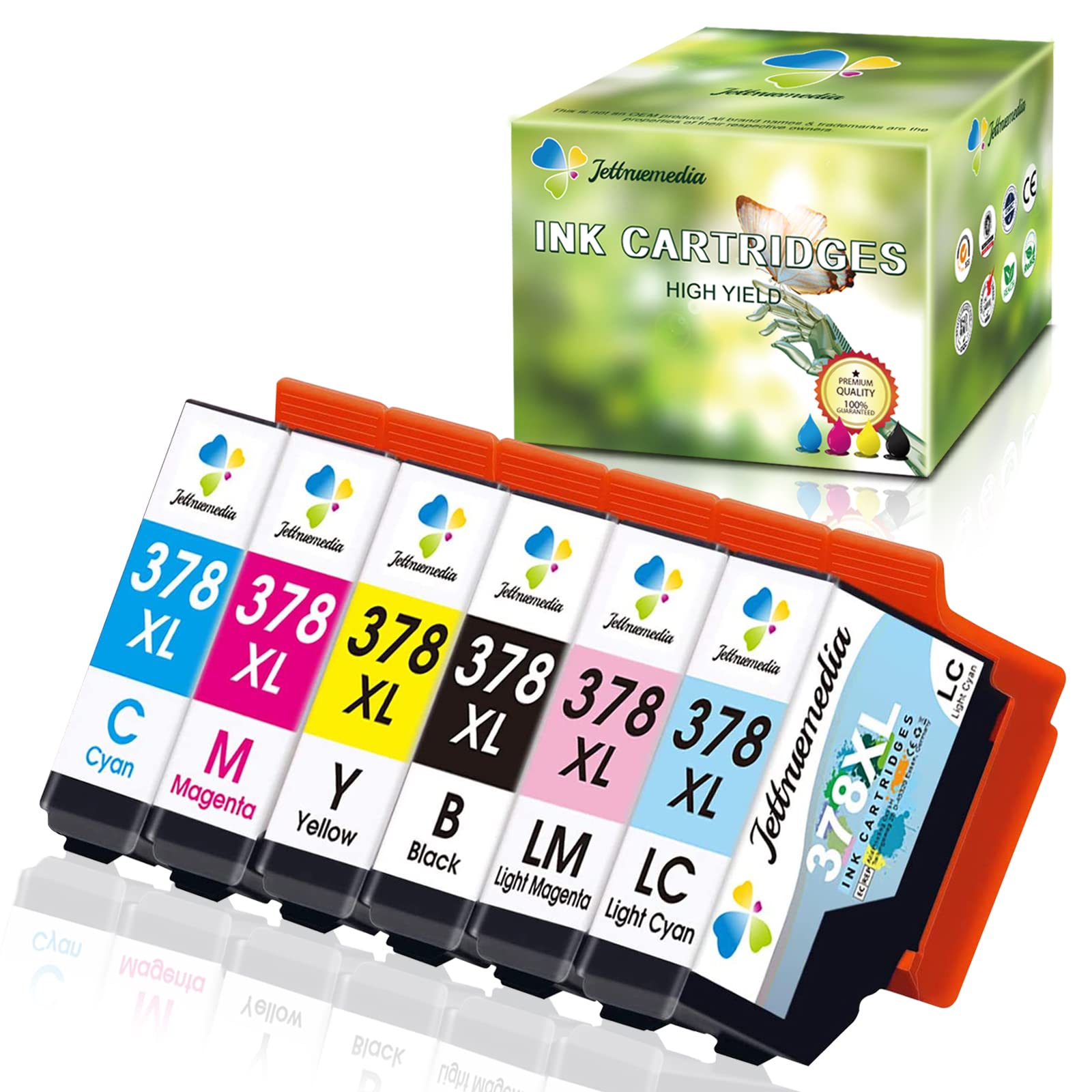 378XL Ink Cartridges for Epson 378 378XL Ink Cartridges Multipack Work on Epson Expression Photo XP-8500 XP-8505 XP-8600 XP-8605 XP-8700 XP-8000 XP-8005(B/C/M/Y/LC/LM,6 Pack)