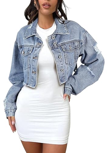 Jean Jacket Amazon Woman Jacket MISS MOLY Women's Cropped Denim