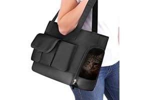 JOHOMVIIN Cat Carrier, Dog Carrier, Pet Carrier, Foldable Waterproof Premium PU Leather Oxford Cloth Dog Purse, Portable Bag Carrier for Small to Medium Cat and Small Dog, Airline Approved Soft-Sided Carrier