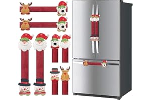 MCADORE Christmas Refrigerator Handle Covers 8 Pack, Christmas Kitchen Indoor Decorations Snowman Door Microwave Fridge Handle Cover Washable Christmas Holiday Home Decor