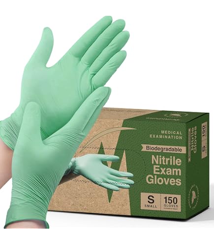 FRAMAR Lot de 100 gants jetables en nitrile, taille L, gants de teinture pour cheveux et tatouage, gants jetables, gants alimentaires et de cuisine, vert