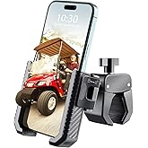 [Upgrade] Golf Cart Phone Mount Holder [Military-Grade Sturdy] with Security Double Lock Compatible with EZGO/Club Car/Yamaha, -360° Rotation with Anti-Scratch Pad [Big Phones & Thick Cases Friendly]