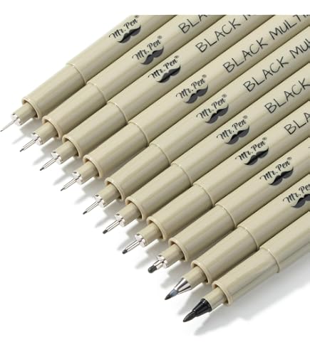 JustArt Fineliner Pens, 6 Pcs, 0.25mm Fine Point, No Bleeding...