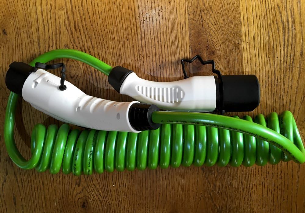 EVINFO EV Charging Cable. Type 1 to Type 2. 16 Amp Coiled Green. 5M length. … [Energy Class A+++]