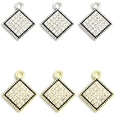 stino 40 Pieces Rhinestone Charms, Turtle Heart & Rhombus Jewelry Making Supplies, Silver & Gold Plated Crystal Pendants