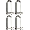 Extreme Max 3006.8209.4 BoatTector Stainless Steel Long D Shackle - 1/2", 4-Pack, Silver