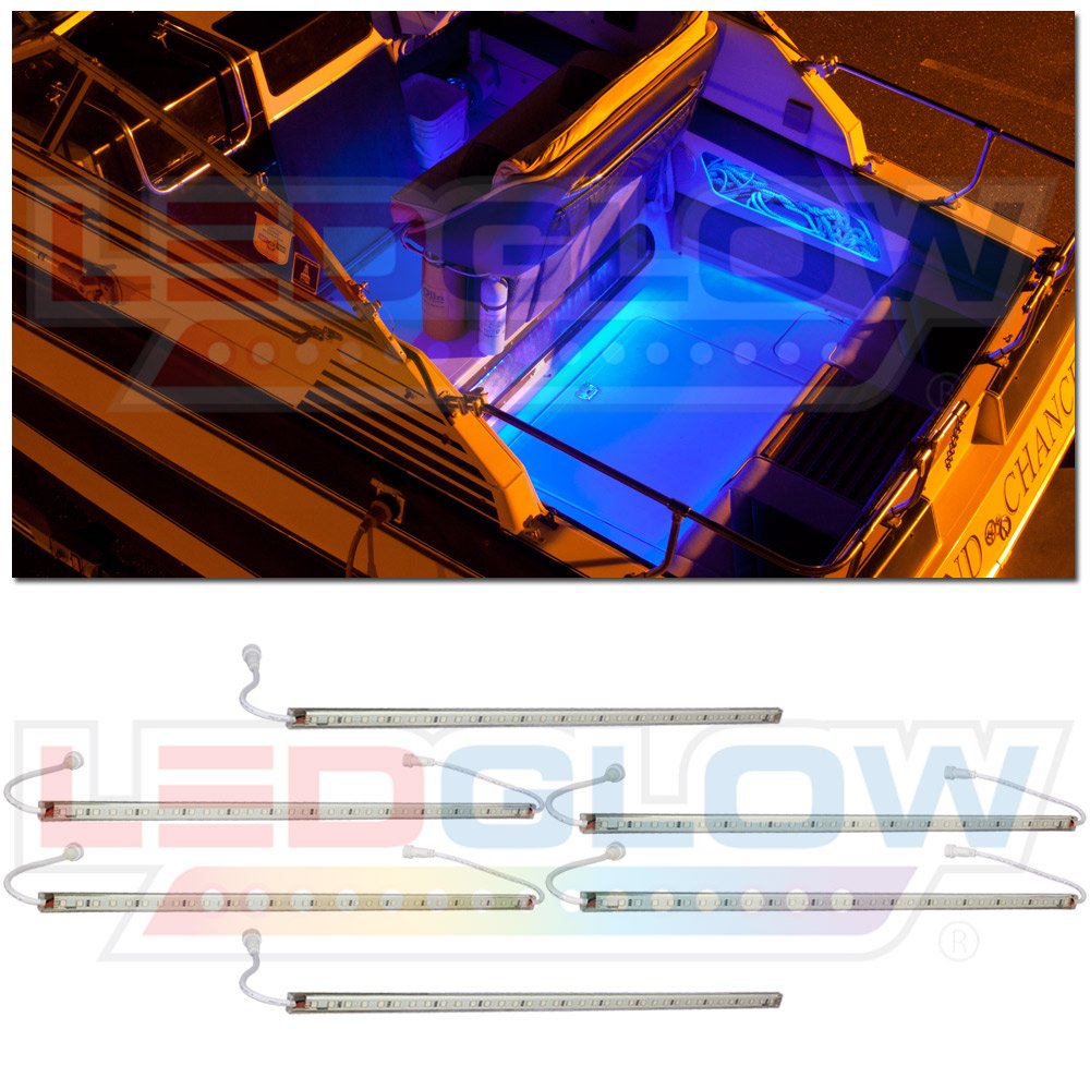 LEDGlow 6pc Blue LED Boat Marine Deck Under Gunnel & Cabin