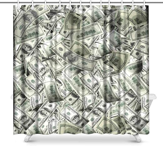 Amazon Com Luancrop Funny Flying Banknotes Of Dollars Currency Money Bathroom Decor Shower Curtain Set With Hooks Home Kitchen