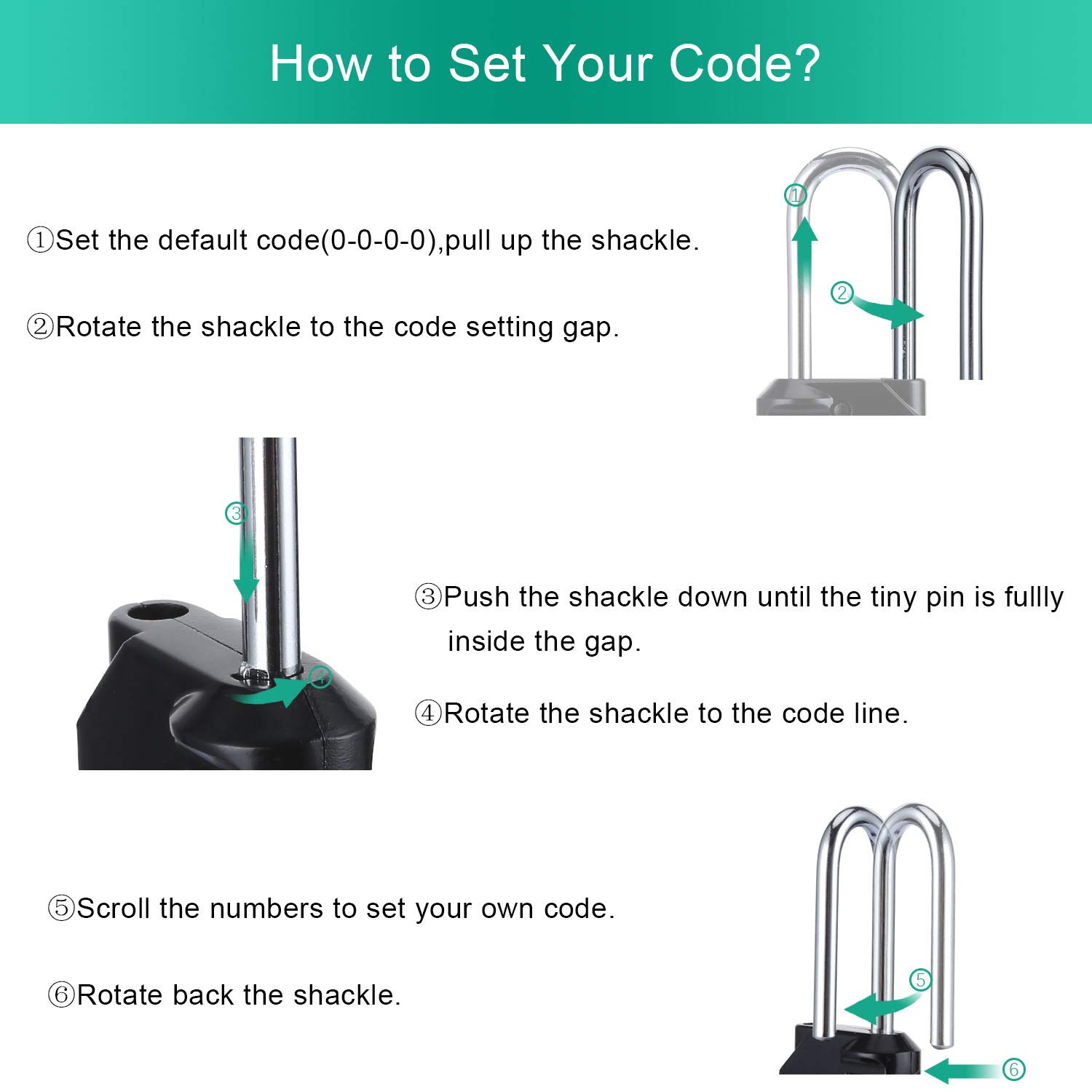 2.5 Inch Long Shackle 4 Digit Combination Lock - Zinc Alloy Combo Padlock for School Gym Locker,Backyard Gate, Fence, Toolbox, Case, Storage (2 Pack)