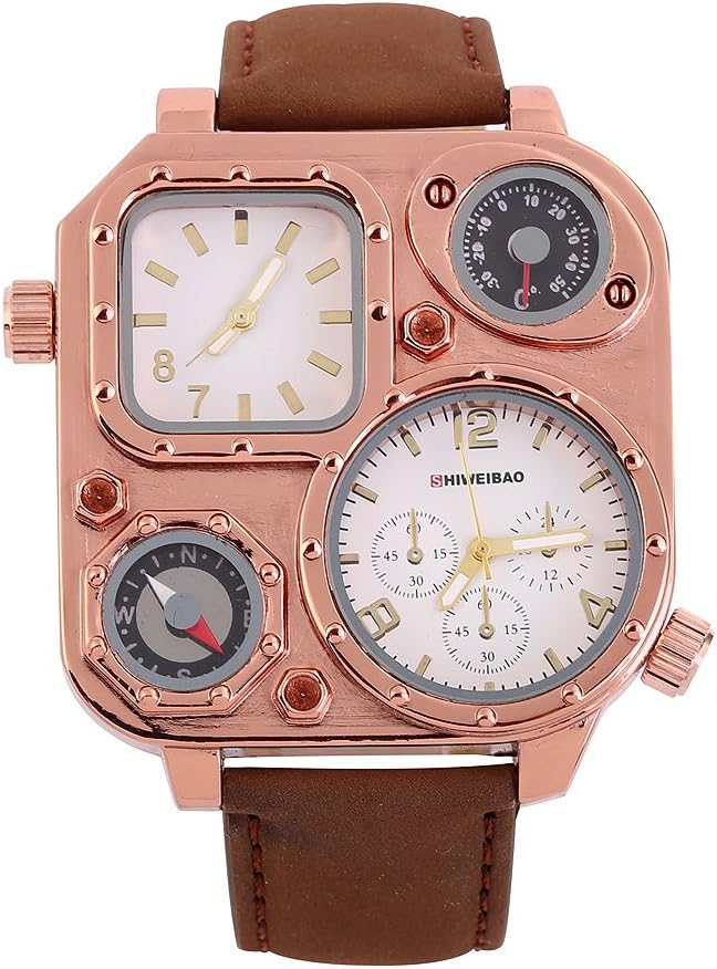 SHIWEIBAO Brand Watch, Suitable For Men's Fashion Cool Leather Big Bial Quartz Watch