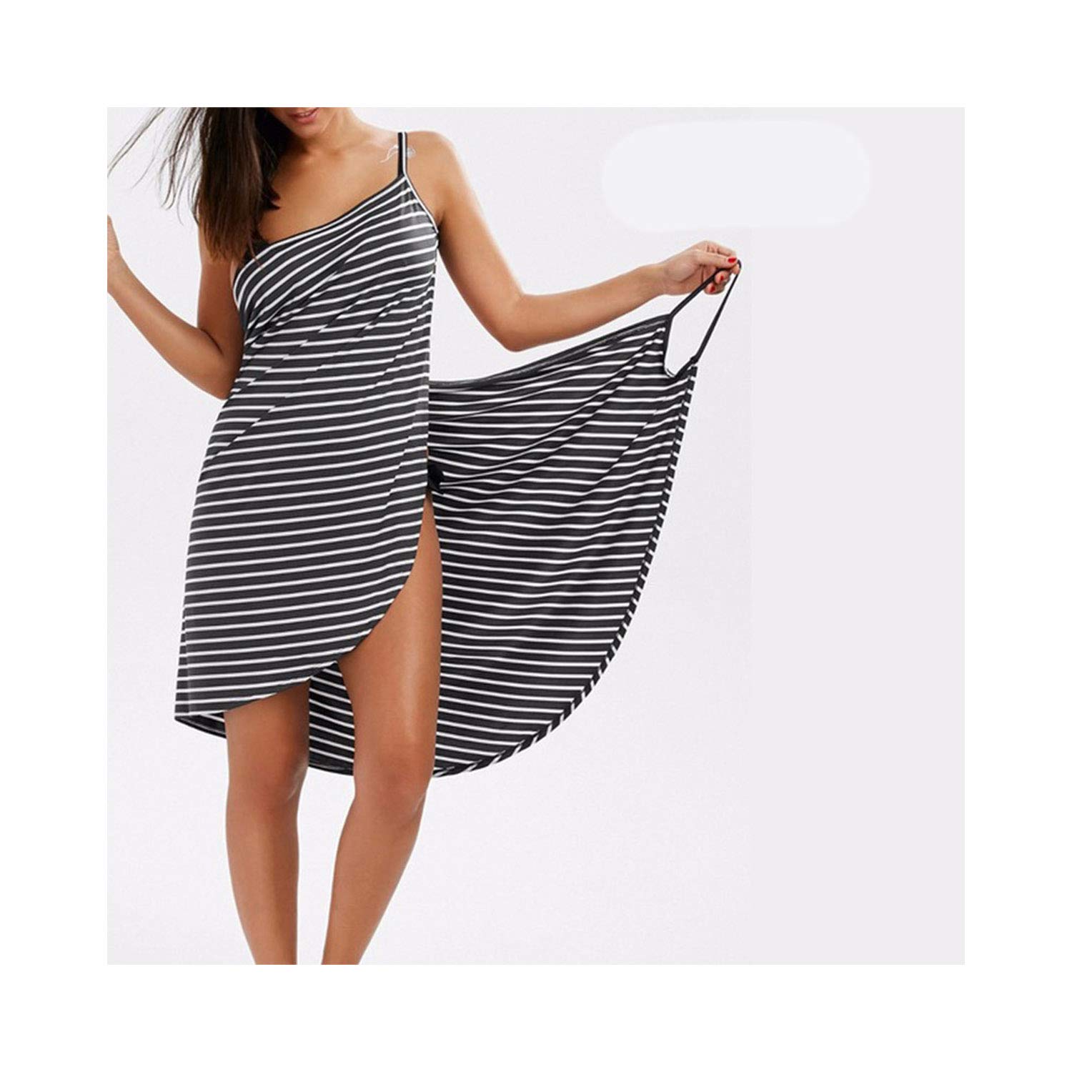 Bath Towel Bathrobe Striped Beach Dress Wrap Women Fast Dry