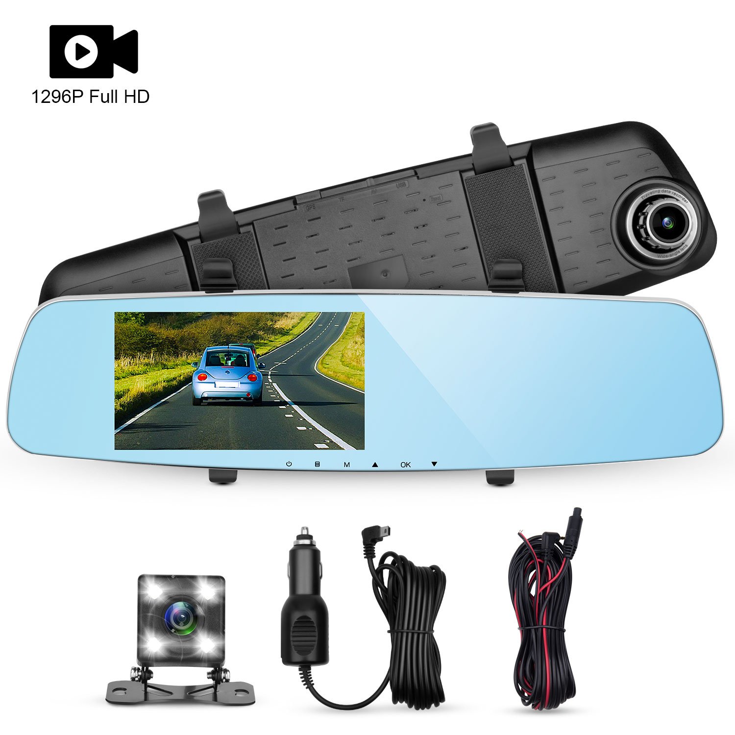 Rear View Mirror Panlelo D7 1296p Hd Car Dvr 5 0 170 Night Vision Auto Dash Camera Adas Wdr Dash Cam Loop Recording G Sensor Anti Dazzling Backup Camera Vehicle Video Recorder Car Charger Buy