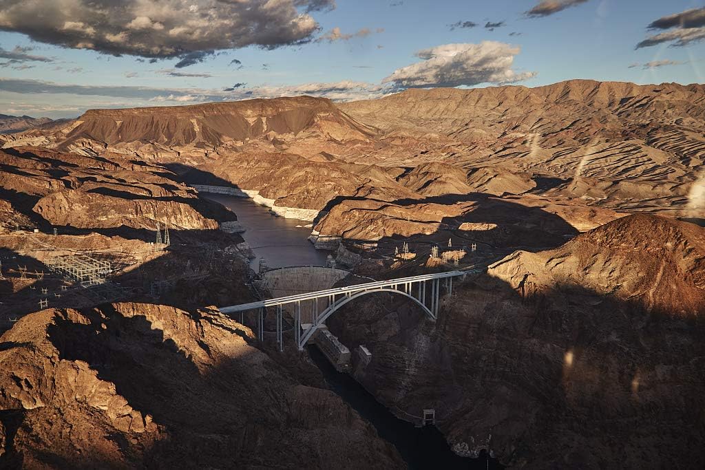18 x 24 Ready to Hang Canvas Wrap of Aerial View of The 2010 Mike O'Callaghan-Pat Tillman Memorial Bridge Past The Massive Hoover Dam d98 2018 Highsmith