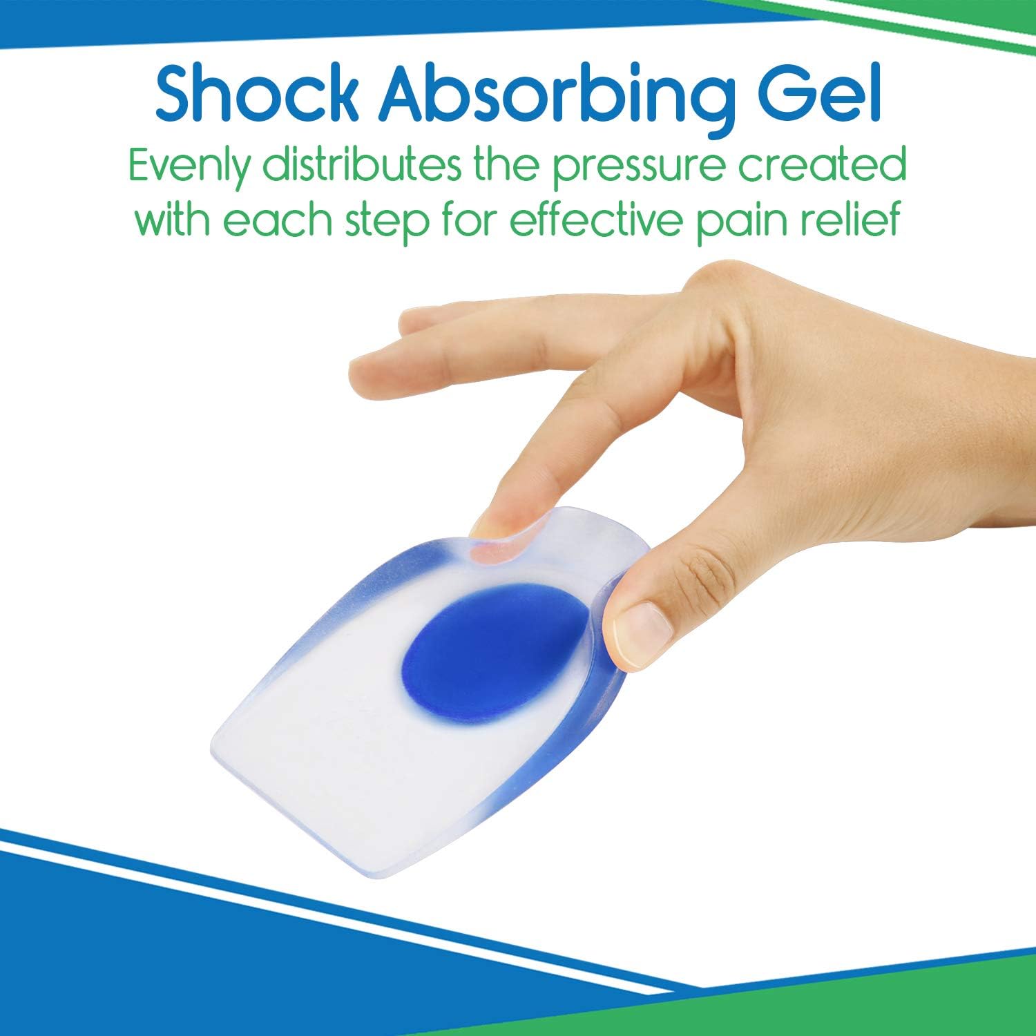 ViveSole Silicone Gel Heel Cups - Shoe Inserts for Plantar Fasciitis, Sore Heel, Bone Spur & Achilles Pain Relief Protectors - Foot Comfort Pads - Support (1 Pair, US Men's (6-9.5)): Health & Personal Care