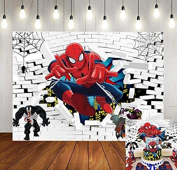 Amazon アニメ スパイダーマン 背景 スーパーヒーロー ホワイト レンガ 壁 男の子 子供 誕生日パーティー 写真撮影 背景 スーパーヒーロー スーパーシティ ベビーシャワー 子供 写真スタジオ ブース小道具 7x5フィート バックペーパー 背景布 通販