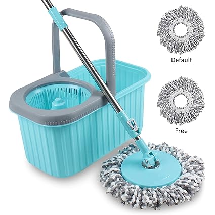 Smile Mom Spin Mop and Bucket Set with Easy Wheels for Best 360 Degree Floor Cleaning & 2 Refill Head