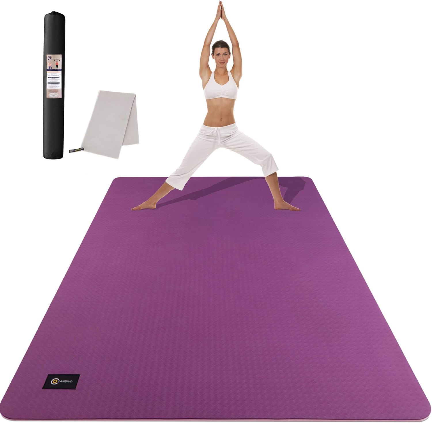 CAMBIVO Large Yoga Mat (6' x 4' x 6mm), NonSlip Extra Wide Workout Mat